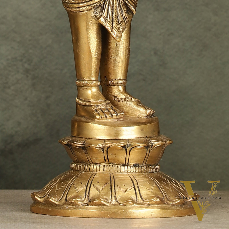Enchanting Brass Superfine Standing Laddu Gopala Statue - 12 inch