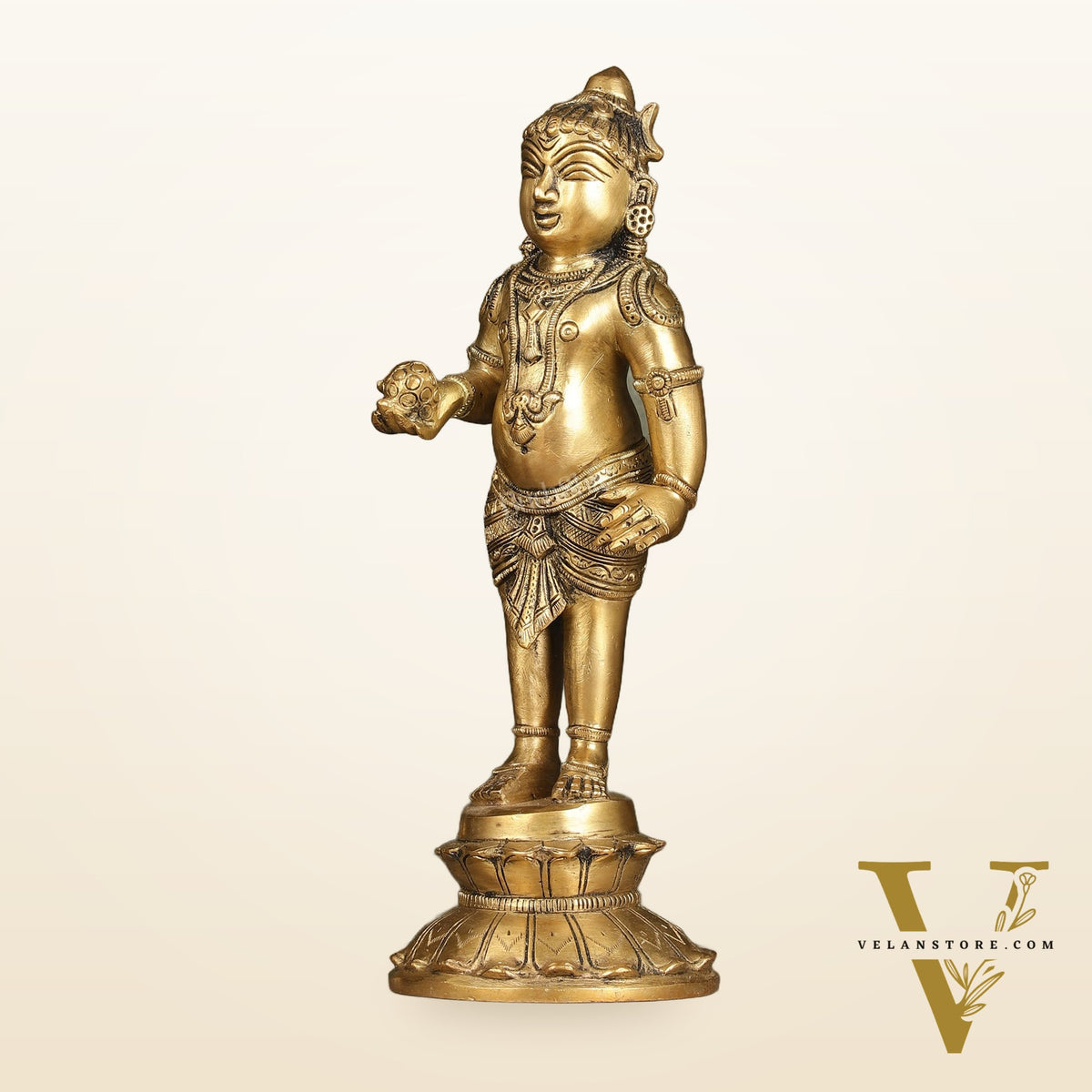 Enchanting Brass Superfine Standing Laddu Gopala Statue - 12 inch