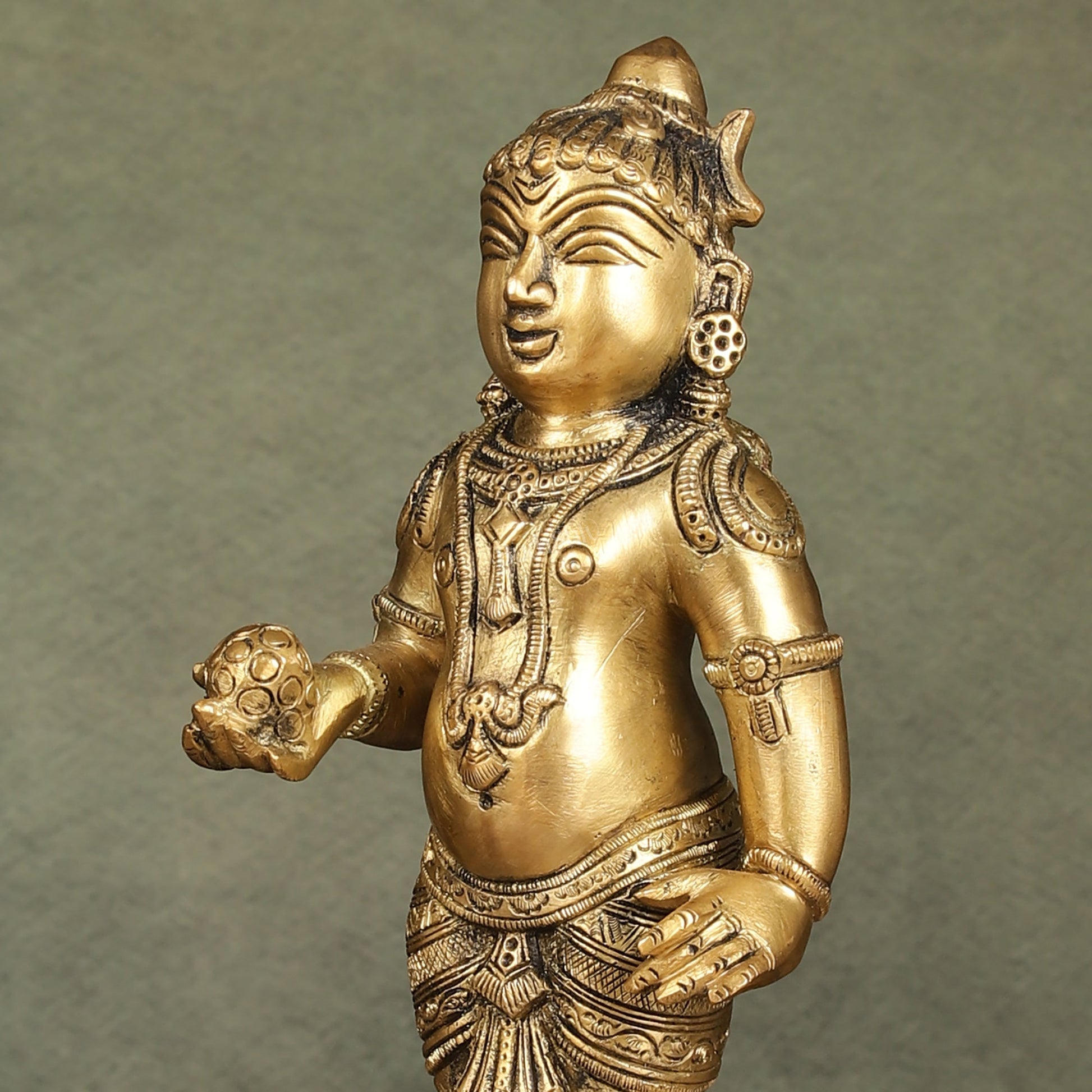 Enchanting Brass Superfine Standing Laddu Gopala Statue - 12 inch