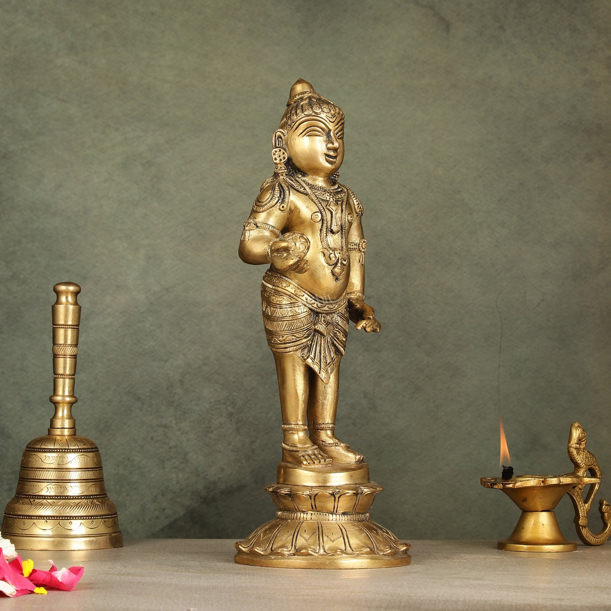 Enchanting Brass Superfine Standing Laddu Gopala Statue - 12 inch