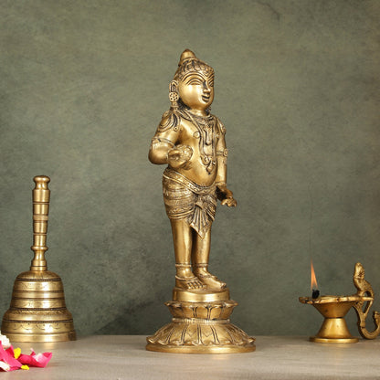 Enchanting Brass Superfine Standing Laddu Gopala Statue - 12 inch