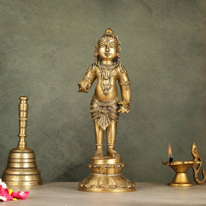 Enchanting Brass Superfine Standing Laddu Gopala Statue - 12 inch