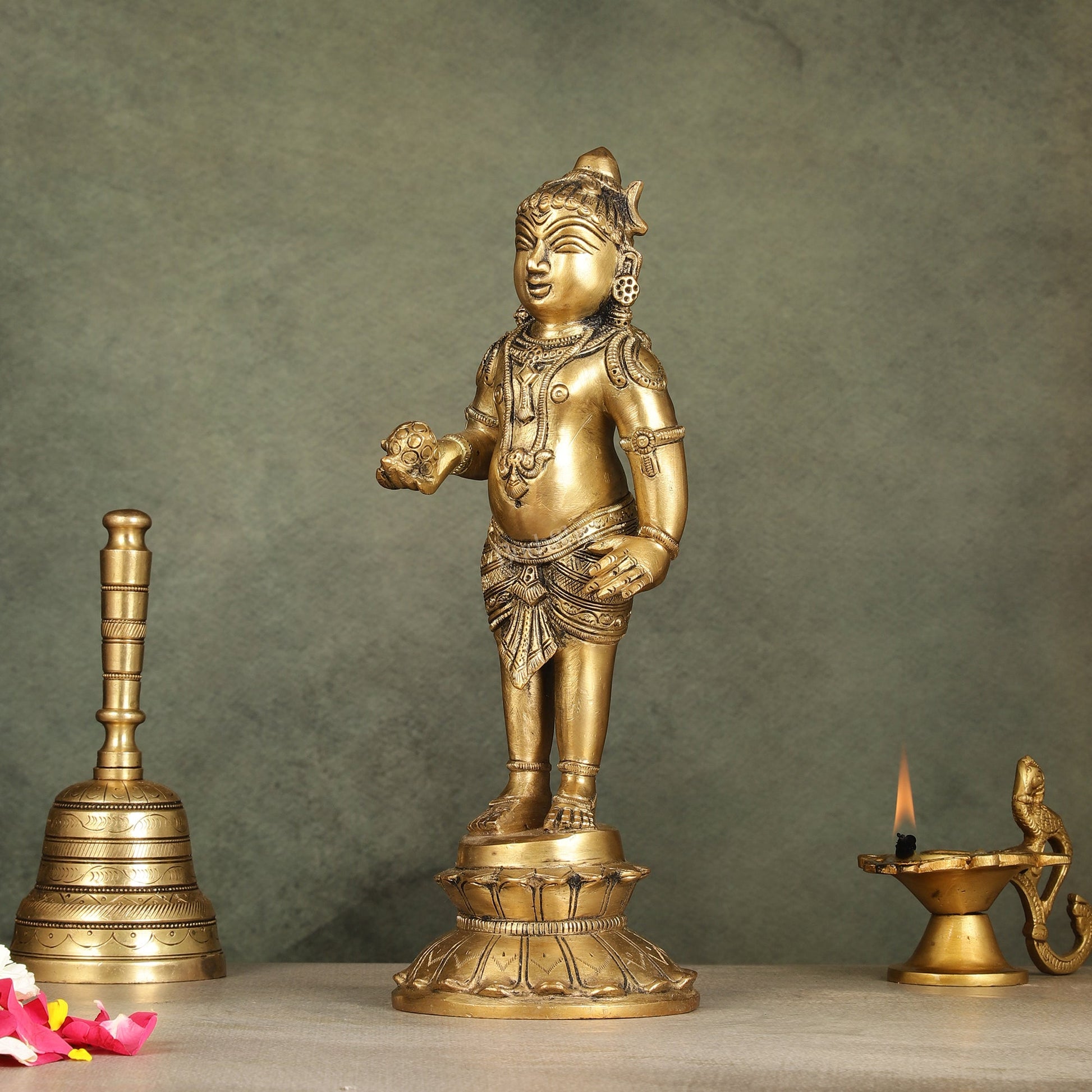 Enchanting Brass Superfine Standing Laddu Gopala Statue - 12 inch
