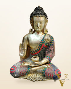 Enchanting Buddha Brass Idol - Abhayamudra 20 inches