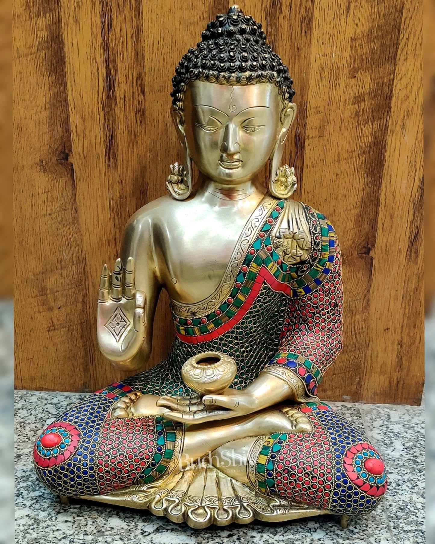 Enchanting Buddha Brass Idol - Abhayamudra 20 inches