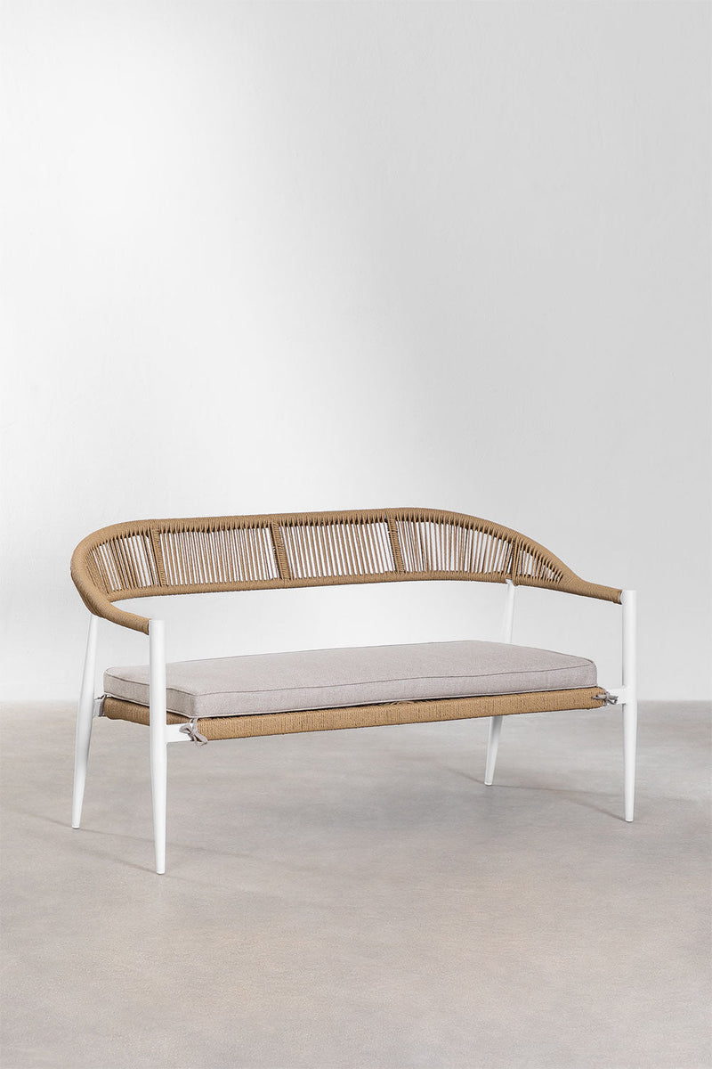 Marianela Outdoor Sofa Set 2 Seater, 2 Single seater and 1 Center Table Set (White+Brown) Braided & Rope