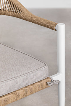 Marianela Outdoor Sofa Set 2 Seater, 2 Single seater and 1 Center Table Set (White+Brown) Braided & Rope