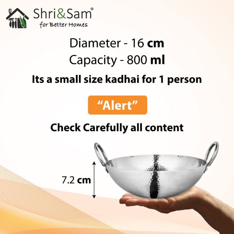 Engrave Stainless Steel Triply Deep Hammered Kadhai Pro