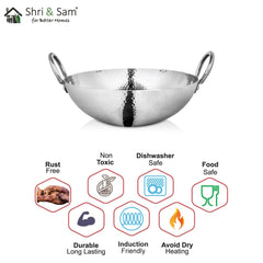 Stainless Steel Triply Deep Hammered Kadhai Pro