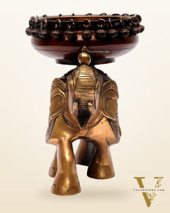 Engraved Elephant brass urli with ghungroo Duel tone