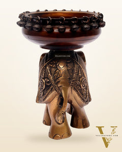 Engraved Elephant brass urli with ghungroo Duel tone