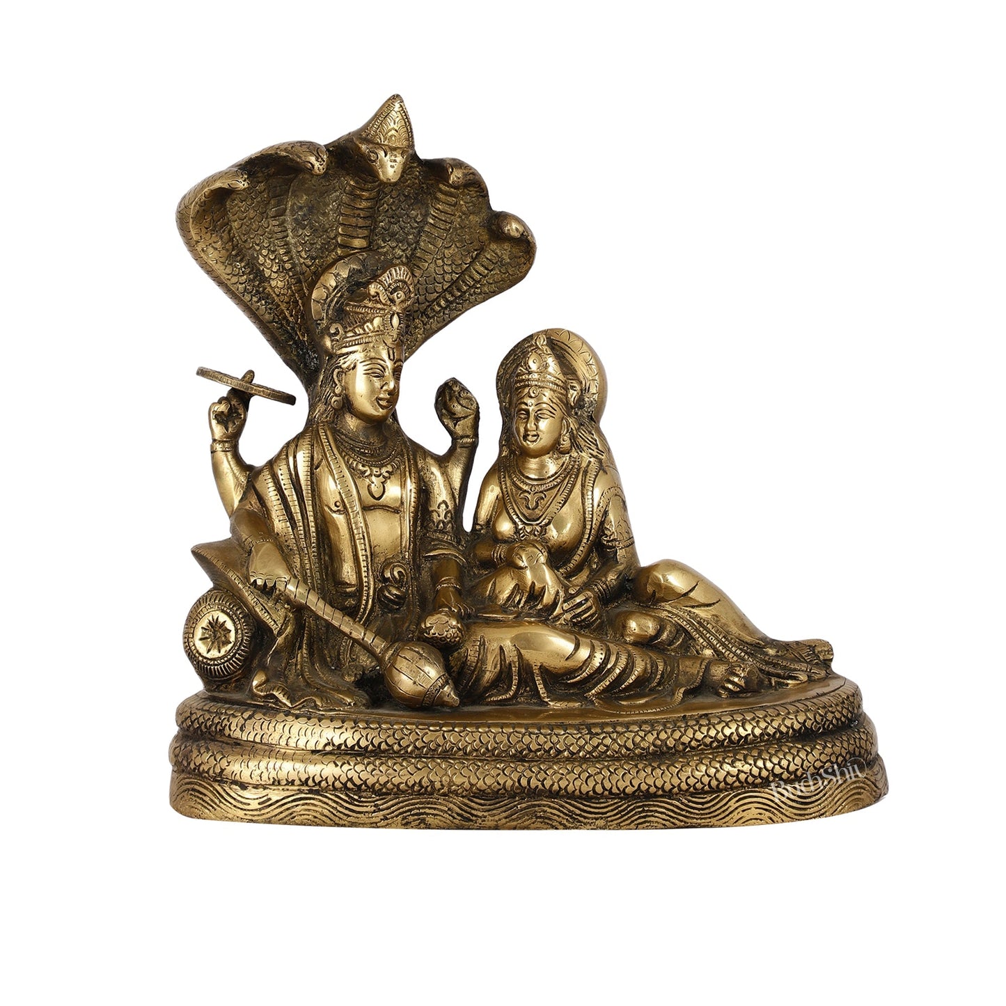 Enigmatic Brass Lakshmi Narayan Murti | 10" Height | Intricate Handcarvings