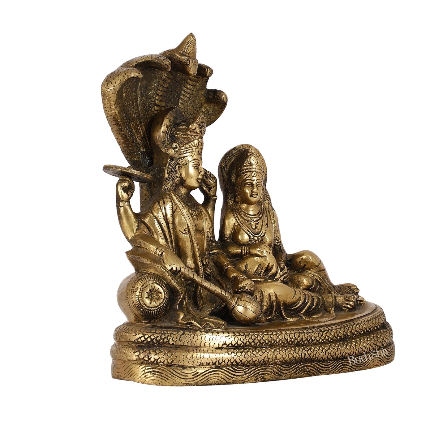 Enigmatic Brass Lakshmi Narayan Murti | 10" Height | Intricate Handcarvings