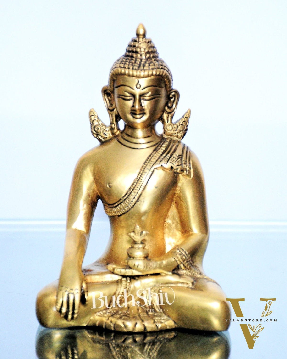 Enlightened Serenity: Pure Brass Buddha in Bhoomisparsha Mudra 6 inch