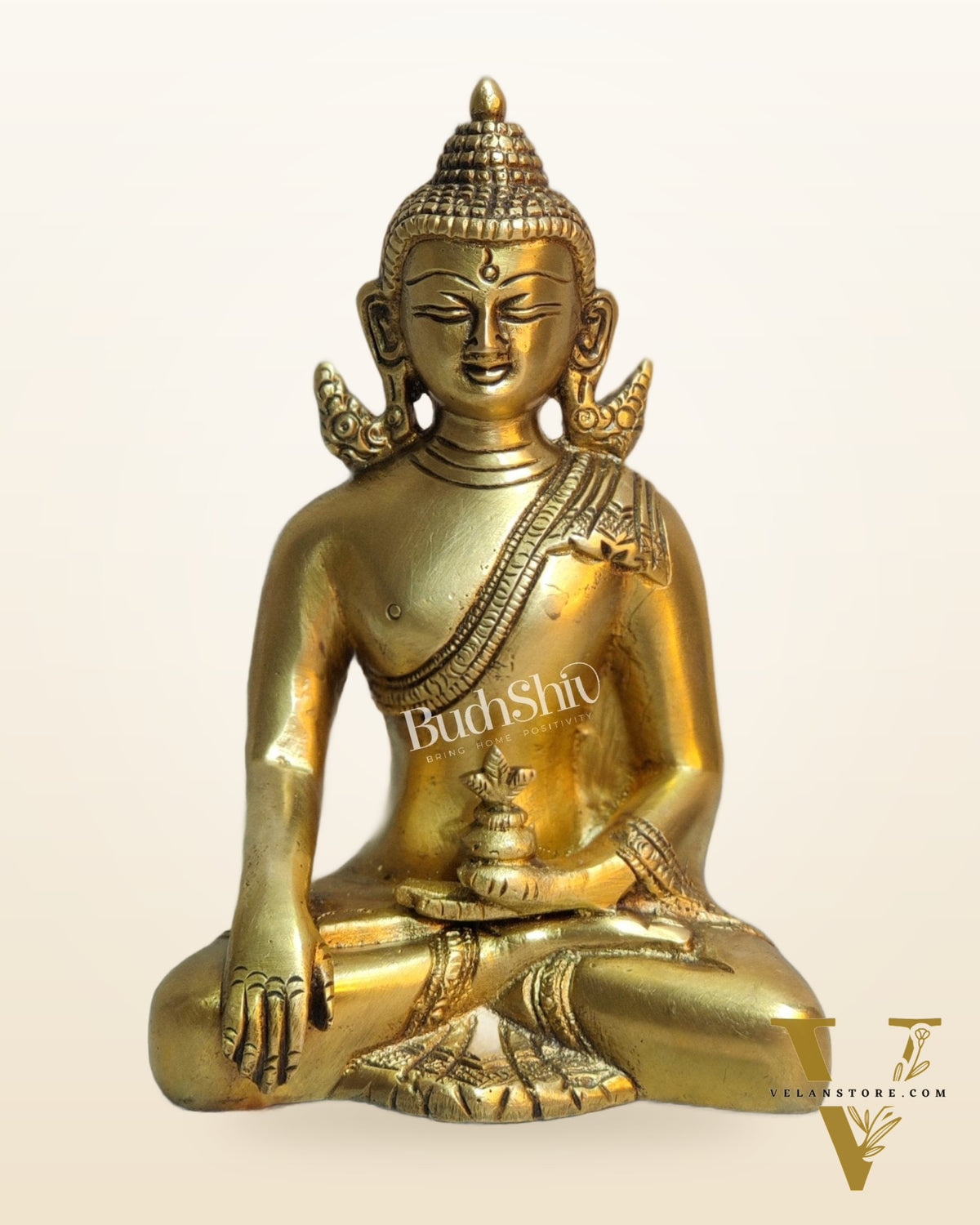 Enlightened Serenity: Pure Brass Buddha in Bhoomisparsha Mudra 6 inch