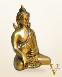 Enlightened Serenity: Pure Brass Buddha in Bhoomisparsha Mudra 6 inch