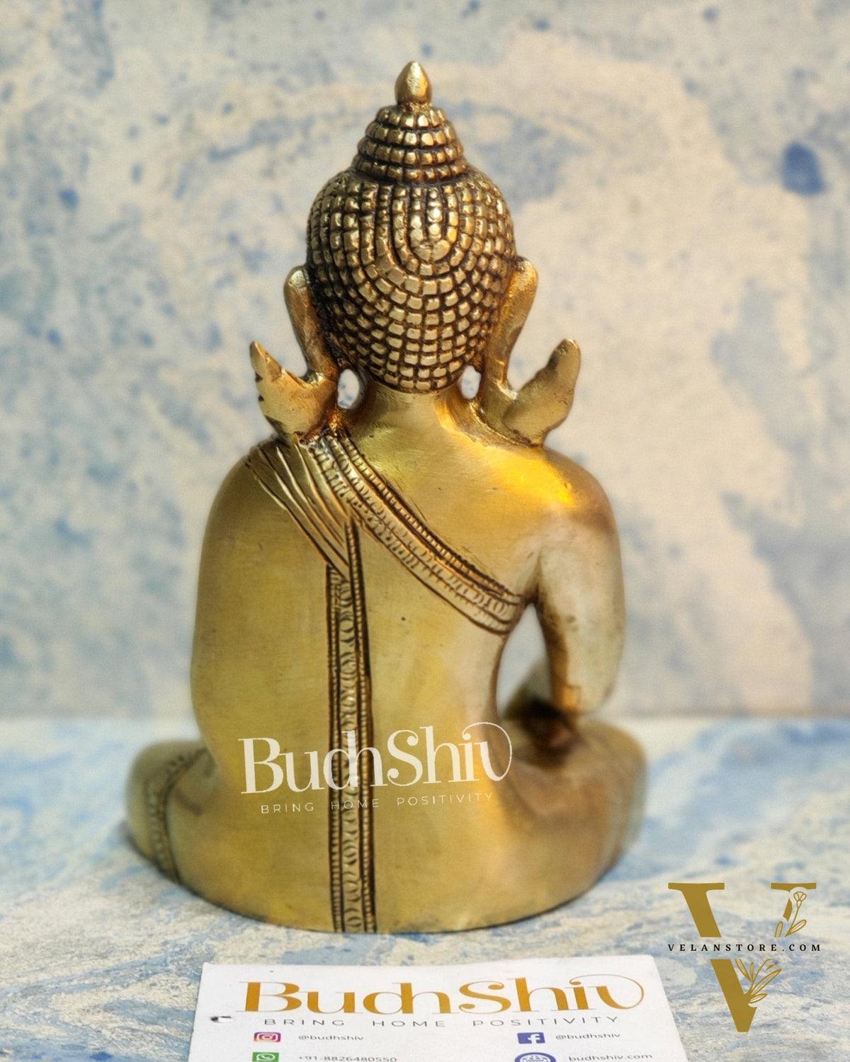 Enlightened Serenity: Pure Brass Buddha in Bhoomisparsha Mudra 6 inch