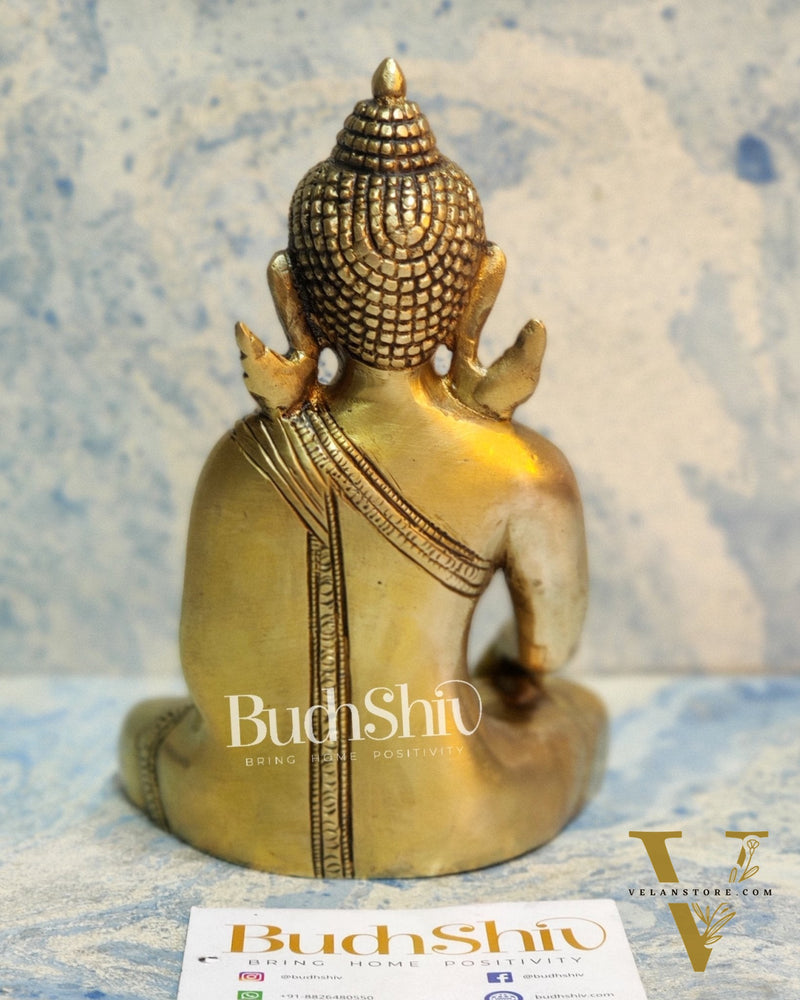 Enlightened Serenity: Pure Brass Buddha in Bhoomisparsha Mudra 6 inch