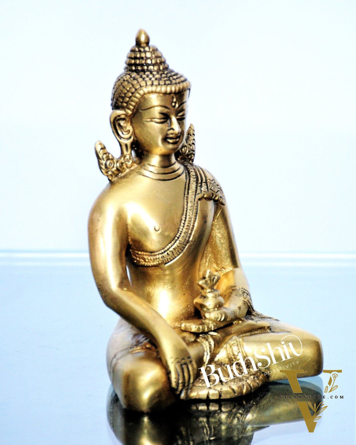 Enlightened Serenity: Pure Brass Buddha in Bhoomisparsha Mudra 6 inch