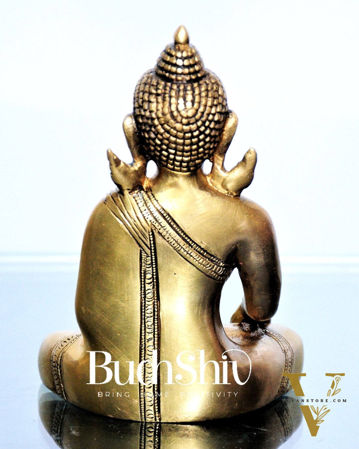 Enlightened Serenity: Pure Brass Buddha in Bhoomisparsha Mudra 6 inch