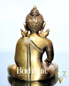 Enlightened Serenity: Pure Brass Buddha in Bhoomisparsha Mudra 6 inch