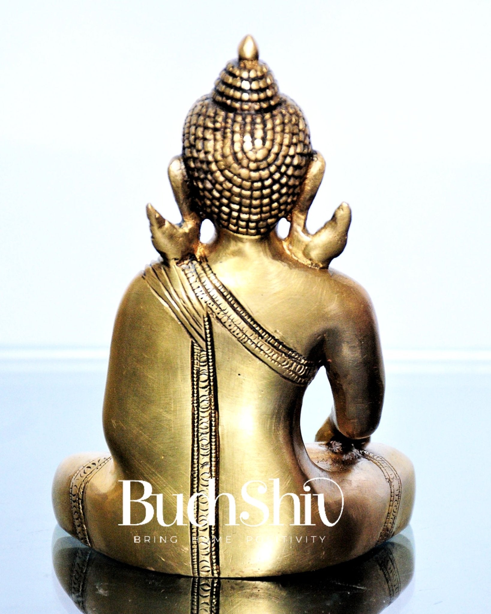 Enlightened Serenity: Pure Brass Buddha in Bhoomisparsha Mudra 6 inch