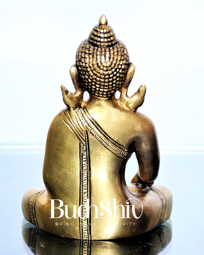 Enlightened Serenity: Pure Brass Buddha in Bhoomisparsha Mudra 6 inch