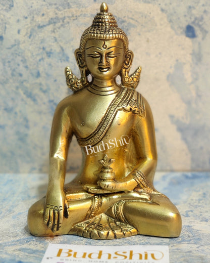 Enlightened Serenity: Pure Brass Buddha in Bhoomisparsha Mudra 6 inch