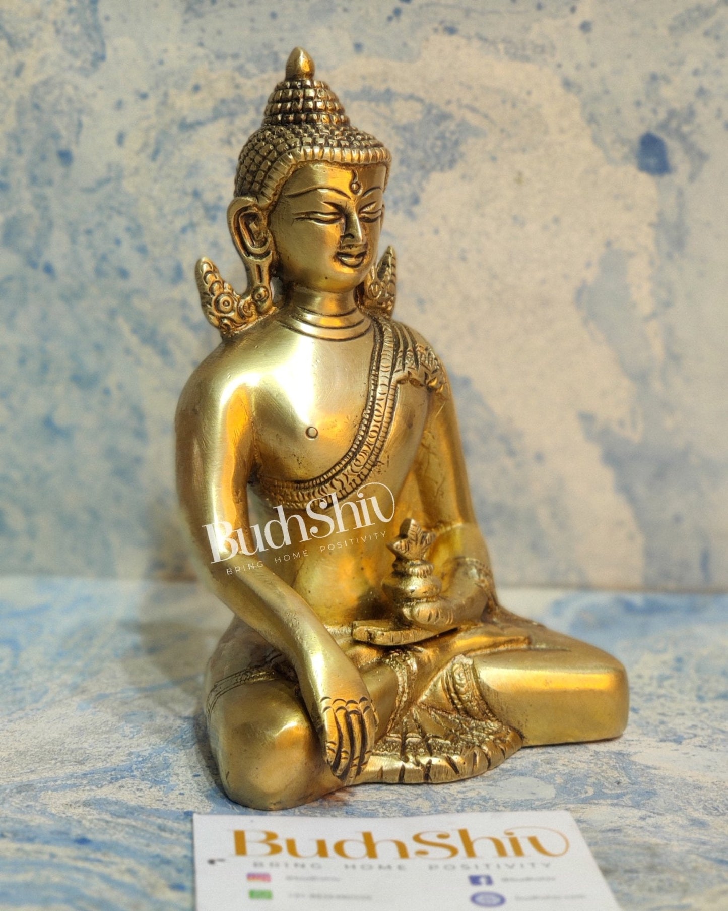 Enlightened Serenity: Pure Brass Buddha in Bhoomisparsha Mudra 6 inch