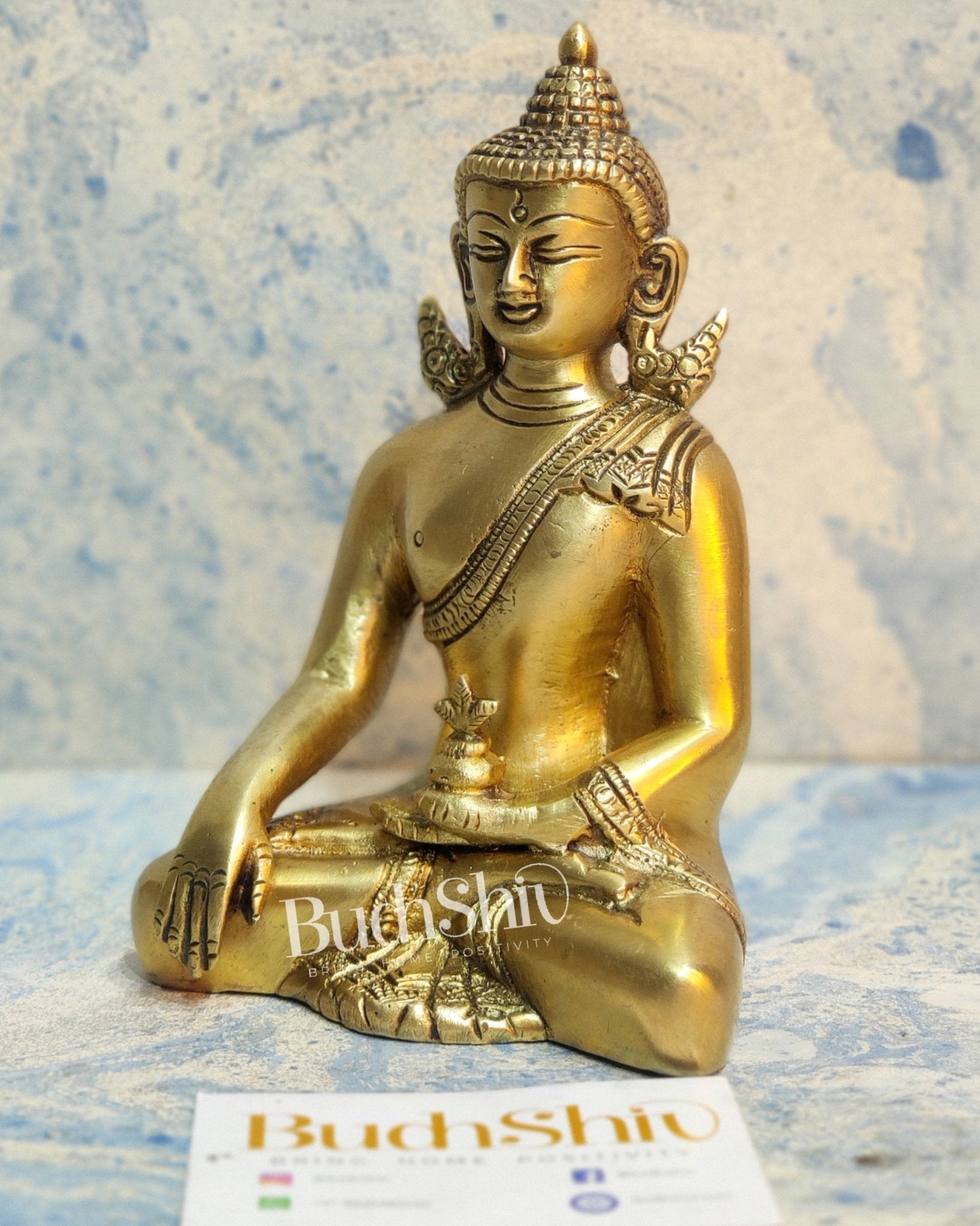 Enlightened Serenity: Pure Brass Buddha in Bhoomisparsha Mudra 6 inch