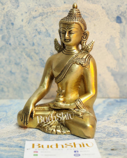 Enlightened Serenity: Pure Brass Buddha in Bhoomisparsha Mudra 6 inch