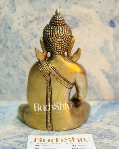 Enlightened Serenity: Pure Brass Buddha in Bhoomisparsha Mudra 6 inch