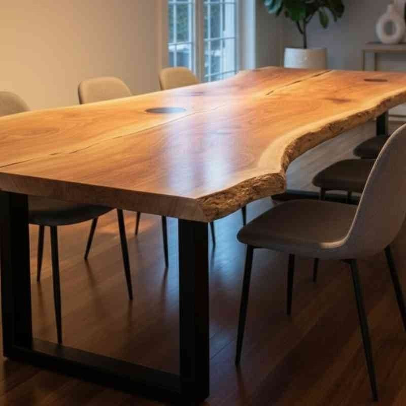 Live Edge Dining Table With epoxy Design, Kitchen Table, Conference Table, Farmhouse Table, Office Table