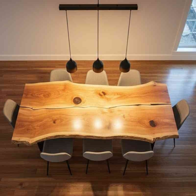 Live Edge Dining Table With epoxy Design, Kitchen Table, Conference Table, Farmhouse Table, Office Table