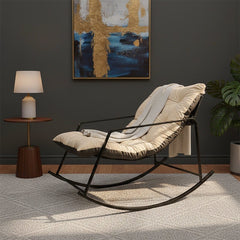 Comfy Rocking Chair With Adjustable Backrest and Foot Massager for Extra Comfort | Relaxing Indoor & Outdoor Swaying Chair