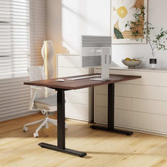 Zenithium brown sit & stand desk with black legs