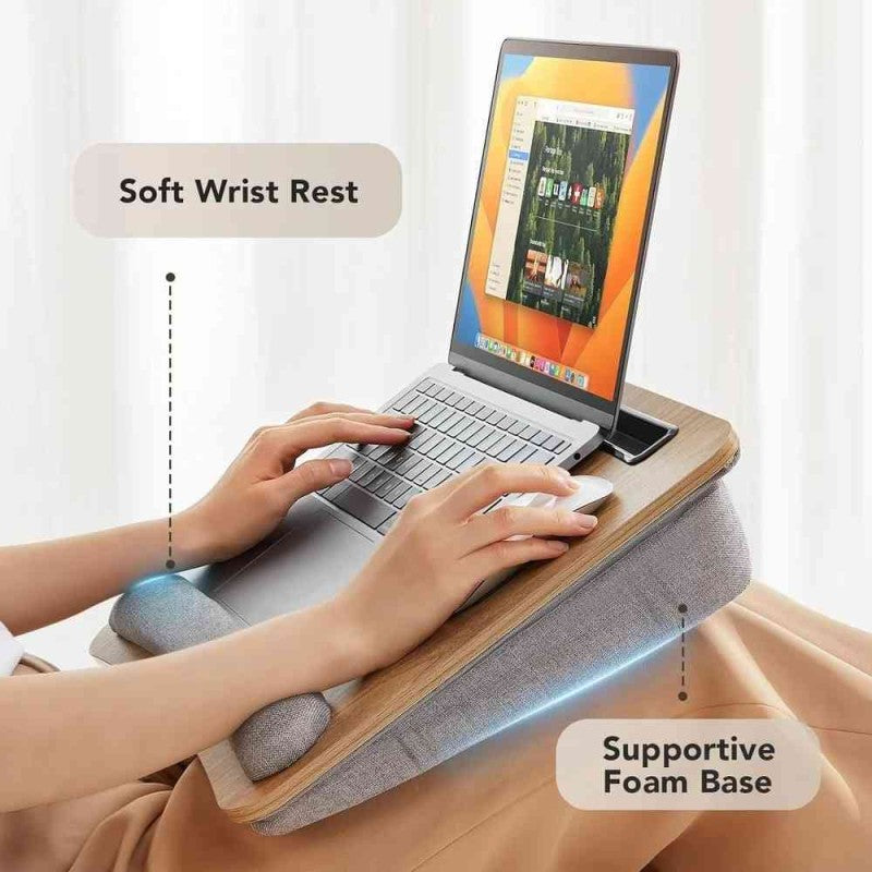Multipurpose Laptop Lap Desk with wrist pad and storage