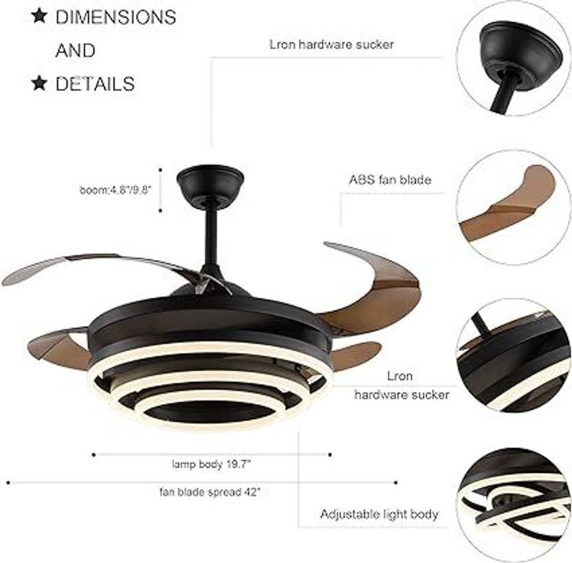 HANS LIGHTINGS ESC-405YY2026 - BK Silent Operation 1320 mm Ceiling Fan-3