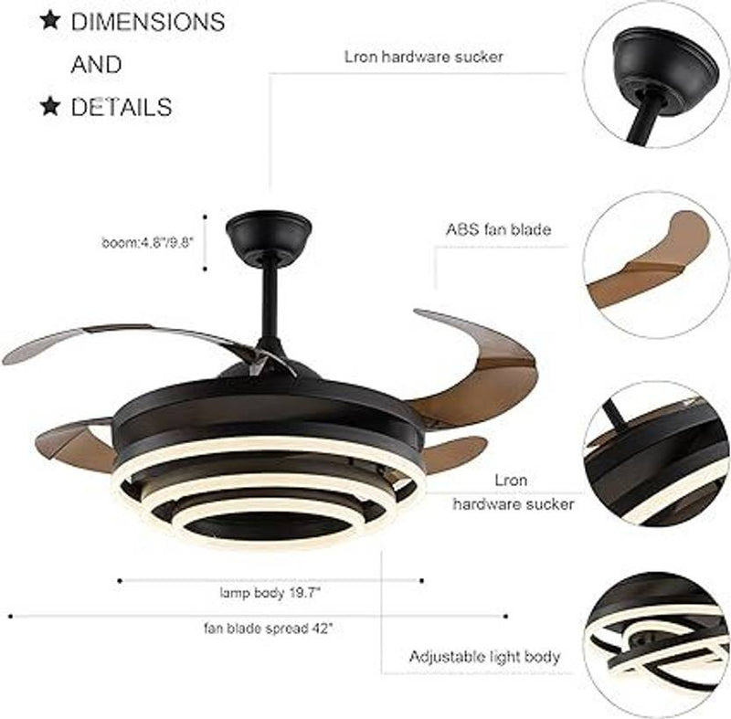 HANS LIGHTINGS ESC-405YY2026 - BK Silent Operation 1320 mm Ceiling Fan-3