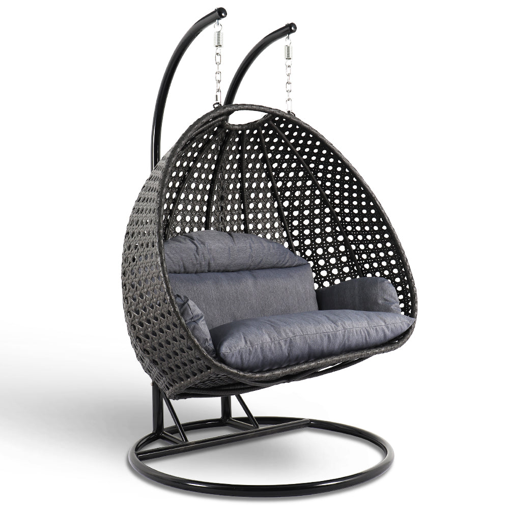 Paccio Double Seater Hanging Swing With Stand For Balcony , Garden Swing (Dark Grey)