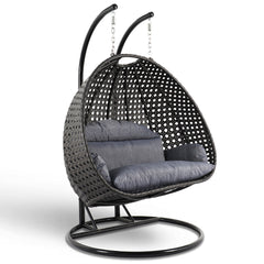 Paccio Double Seater Hanging Swing With Stand For Balcony , Garden Swing (Dark Grey)