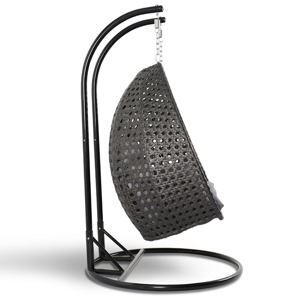 Paccio Double Seater Hanging Swing With Stand For Balcony , Garden Swing (Dark Grey)