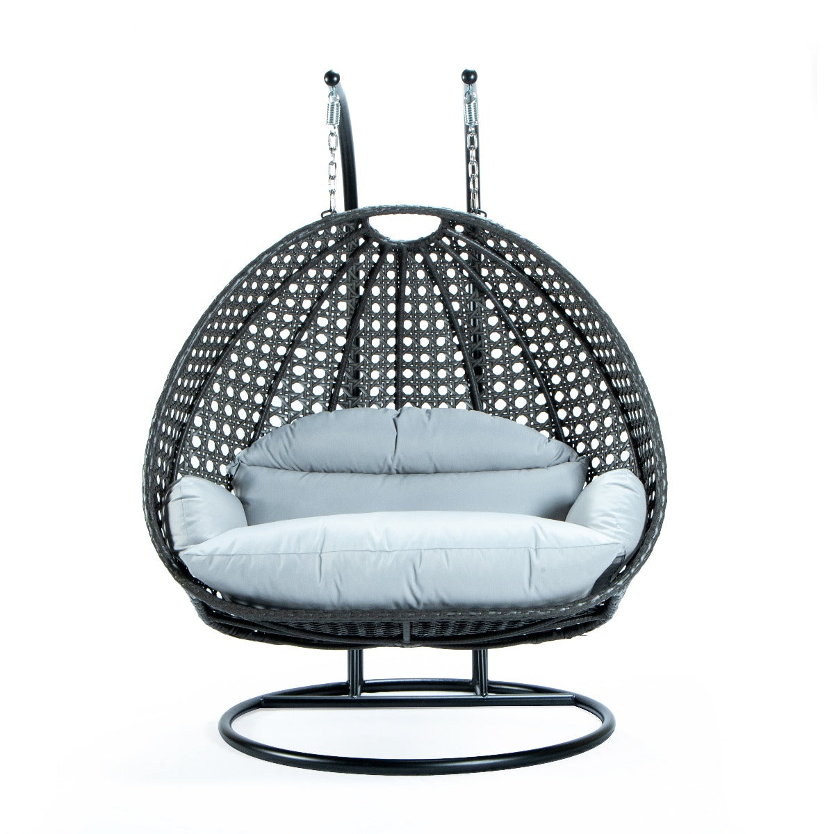 Paccio Double Seater Hanging Swing With Stand For Balcony , Garden Swing (Dark Grey)