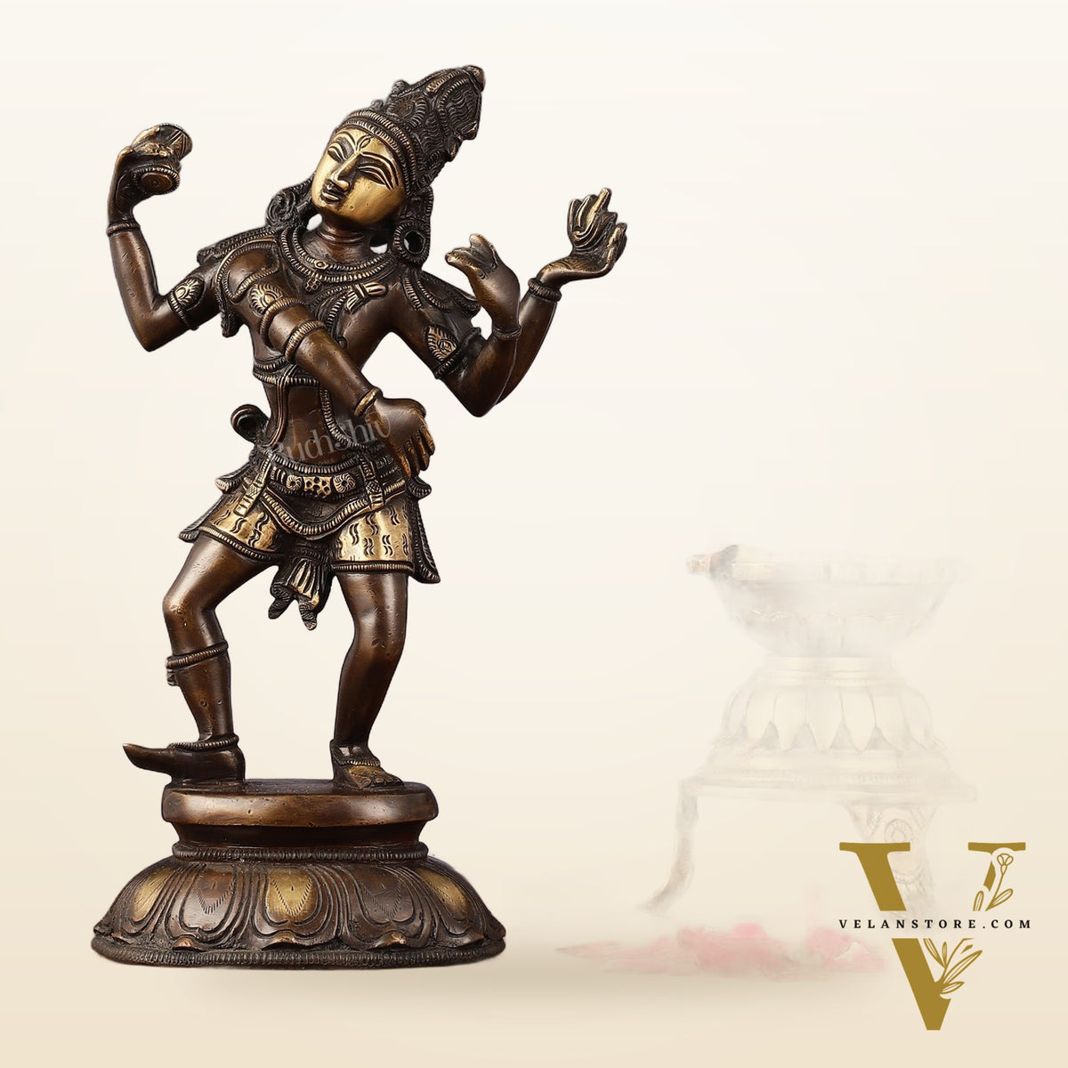 Eternal Dance: Pure Brass Dancing Shiva Statue - 11-Inch