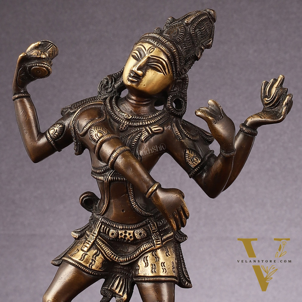 Eternal Dance: Pure Brass Dancing Shiva Statue - 11-Inch