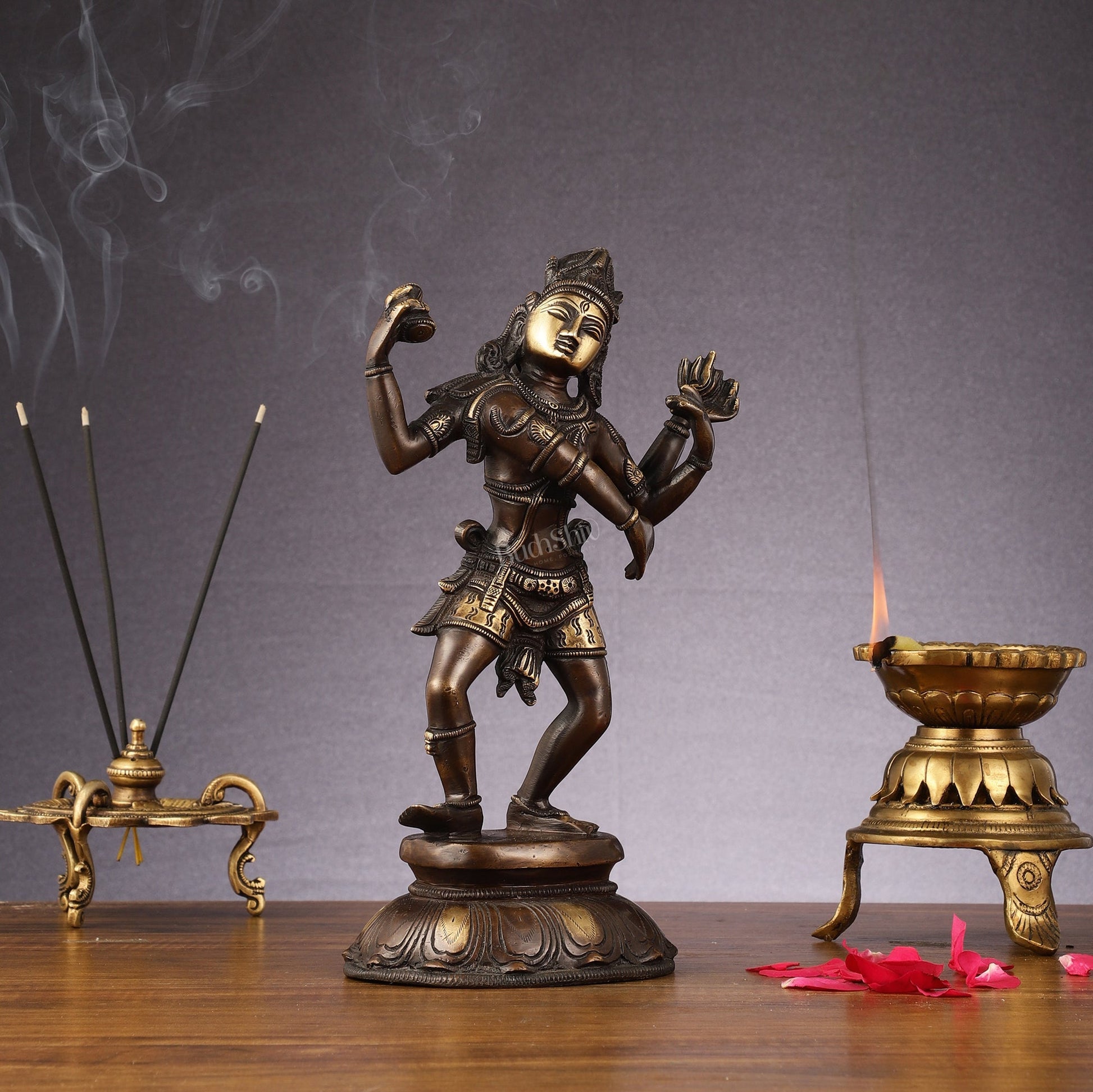 Eternal Dance: Pure Brass Dancing Shiva Statue - 11-Inch