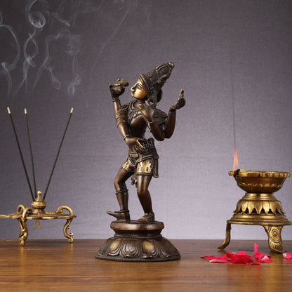 Eternal Dance: Pure Brass Dancing Shiva Statue - 11-Inch