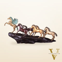 Exotic Brass Set of 7 Lucky Horses - Feng Shui and Vastu Compliant Showpiece