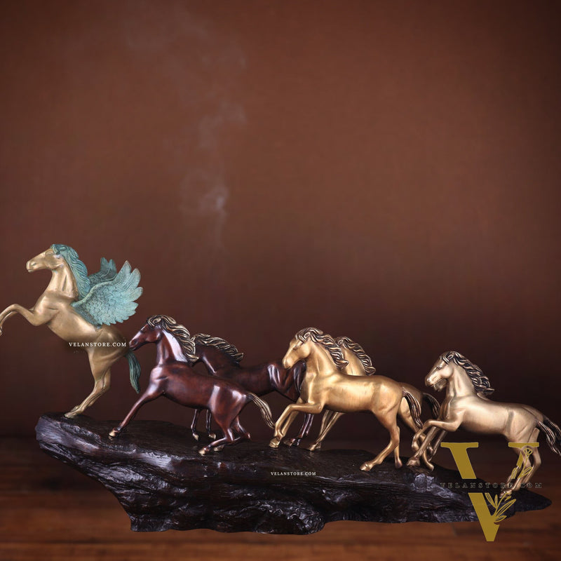Exotic Brass Set of 7 Lucky Horses - Feng Shui and Vastu Compliant Showpiece
