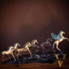 Exotic Brass Set of 7 Lucky Horses - Feng Shui and Vastu Compliant Showpiece